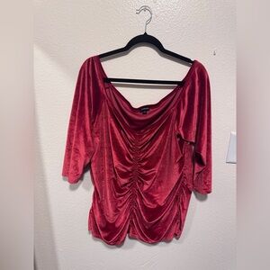 torrid Velvet Ruched Draped Scoop Neck Top - Deep Red